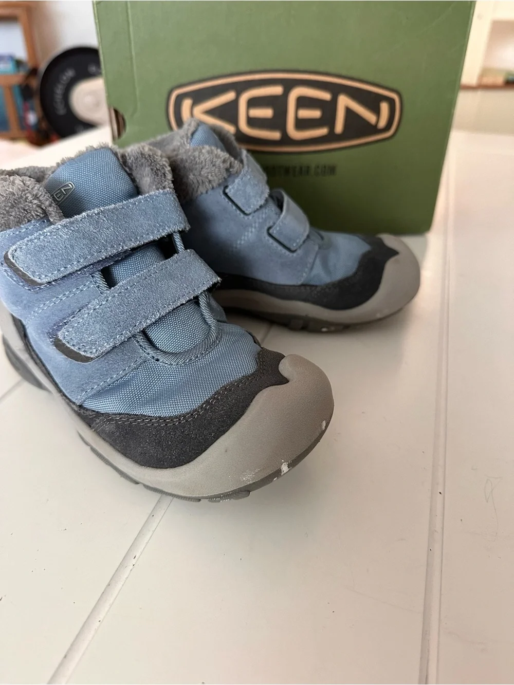 Keen Kids Blue and Gray Hook-and-Loop Trek Boots